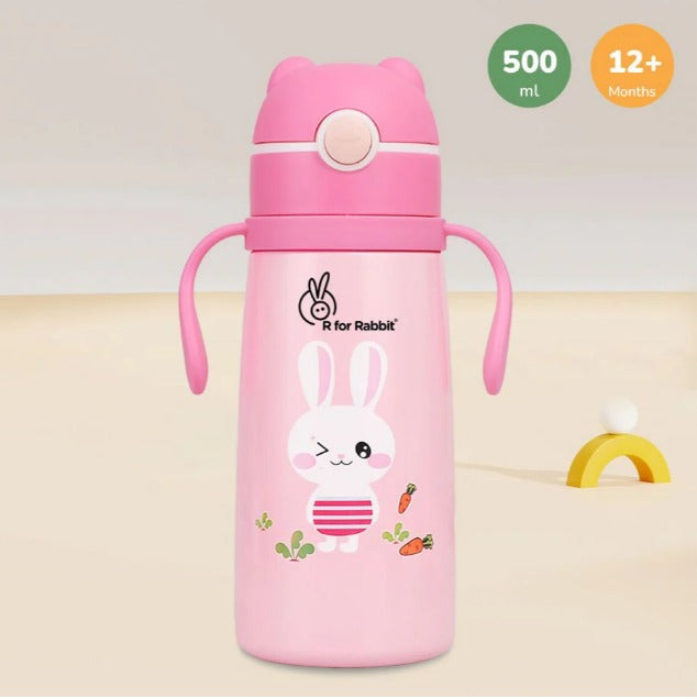 R For Rabbit - Steebo Safari Sippy Water Bottle - Pink Bunny