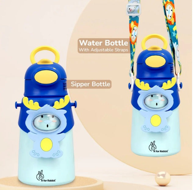 R For Rabbit - Steebo Zoobie Sippy Water Bottle - Blue Deer