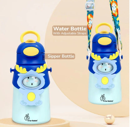 R For Rabbit - Steebo Zoobie Sippy Water Bottle - Blue Deer