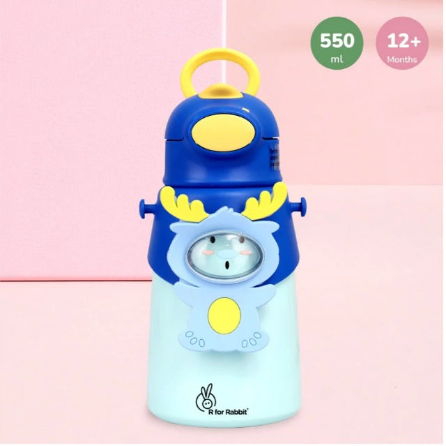 R For Rabbit - Steebo Zoobie Sippy Water Bottle - Blue Deer