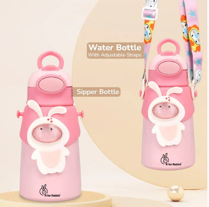 R For Rabbit - Steebo Zoobie Sippy Water Bottle -Pink Bunny