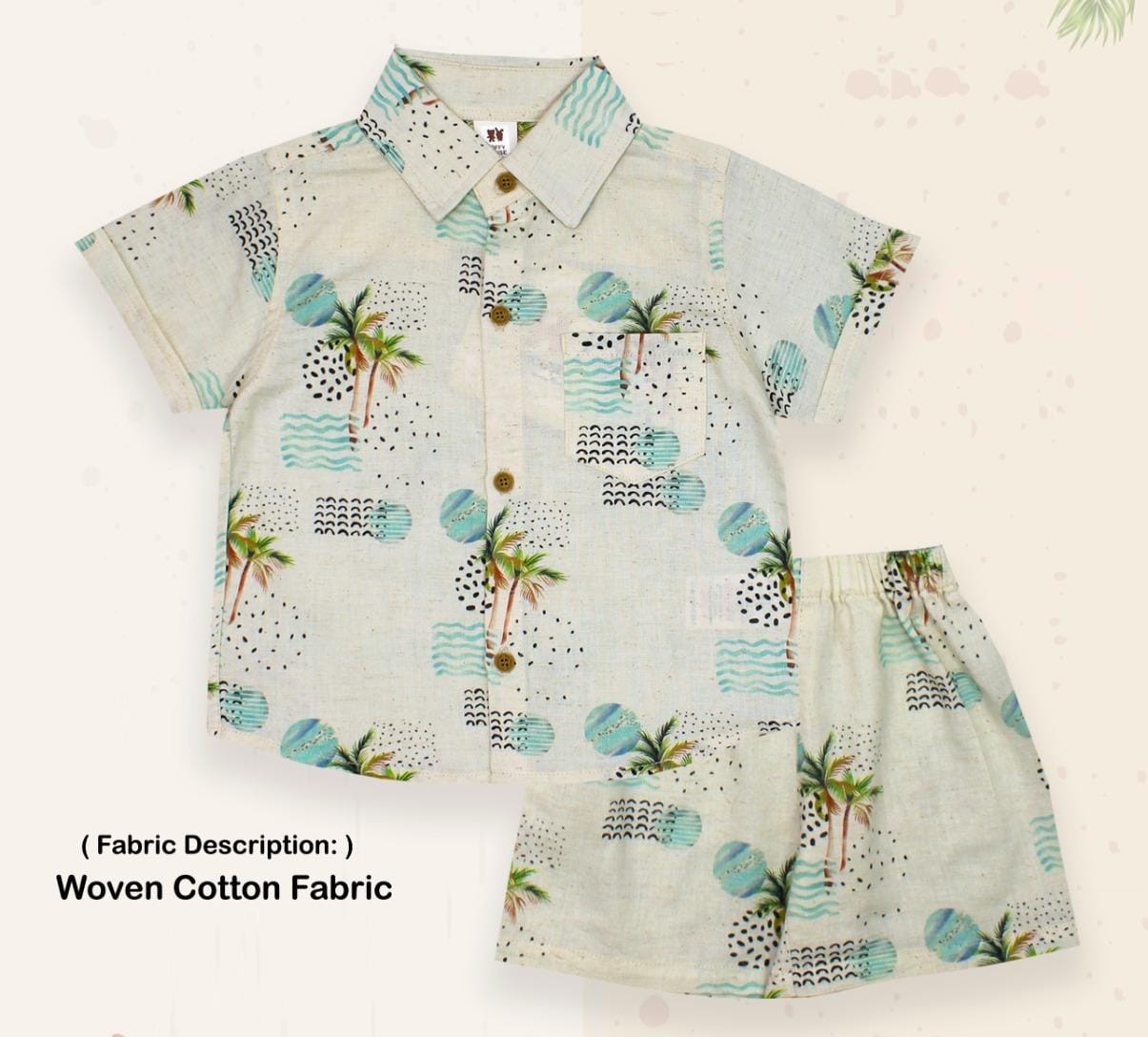 ToffyHouse Cotton Woven Half Sleeves Beach Shirt & Shorts Set - Blue