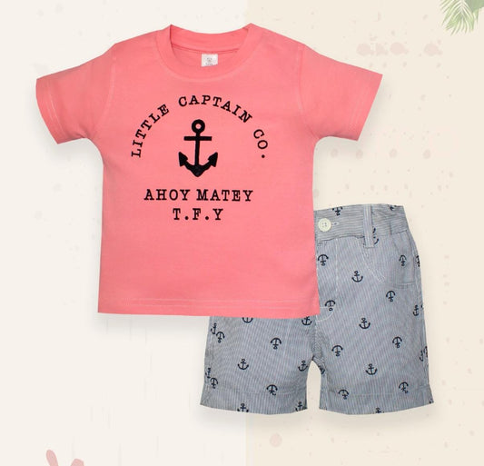 ToffyHouse Knitted Half Sleeves T-Shirt & Shorts Set with Jesus Print - Blue