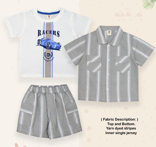 ToffyHouse  Half Sleeves Party Suit - White & Grey