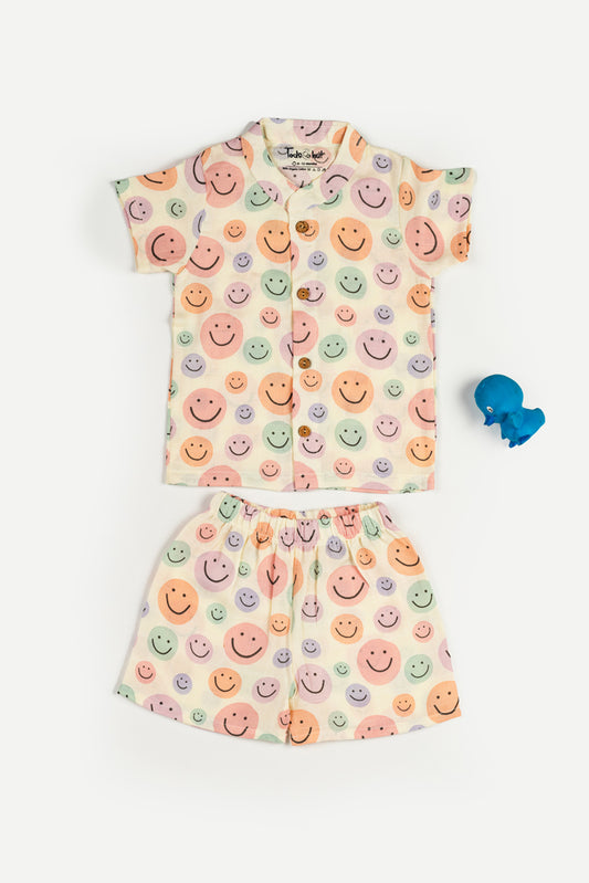 Muslin Chinese Collar Jabla With Shorts KH Smiley